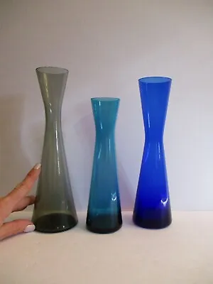 Mid-century Modern Schott Zweisel  German Art Glass Vase Collection Of 3 Nice! • $71.99