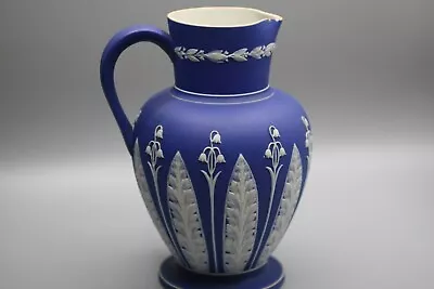 Antique Dudson Brothers Royal Blue Bell & Fern Jasperware Pitcher Jug GA • $69.99