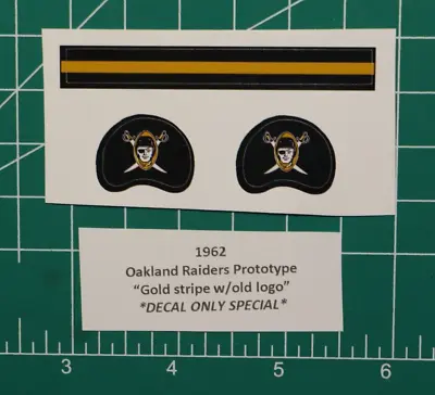 1962 Oakland Raiders *Stripe & Logo  Football Gumball Helmets *DECAL SHEET ONLY* • $2