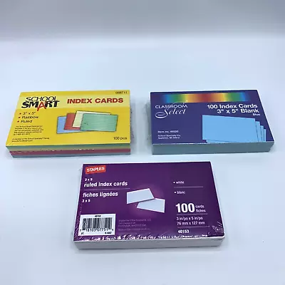 Staples 3 X 5 Ruled Index Cards Lot Of 3 SEALED Various Colors • $12.89