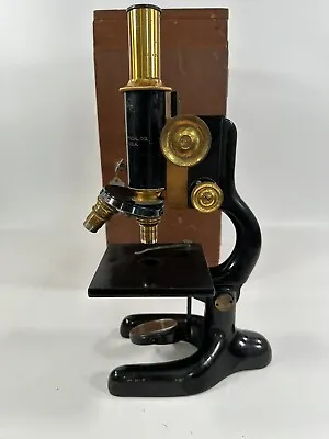 Vintage Bausch & Lomb Microscope Patent Date 1915 With Brass Optic In Wooden Box • $210.99
