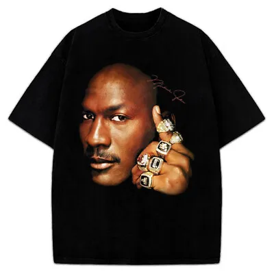 Michael Jordan Six Championship 6 Rings Last Dance Graphic 90's Bulls T-Shirt • $21.95