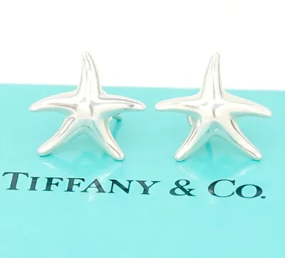 Tiffany & Co. Starfish Stud Earrings Silver 925 Peretti Auth W/Box R1123-1 • $275