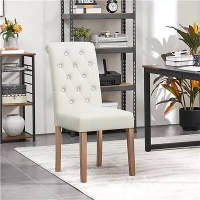 Dining Chairs 2pcs Fabric Kitchen Chairs High Back Upholstered Seat Home Kitchen • £92.98