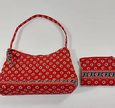 VERA BRADLEY Americana Red Molly Small Purse Handbag Floral Paisley Print W/Pouc • $19