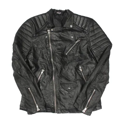 H&M Faux Leather Jacket | Small | Bomber Biker Motorcycle Zip Vintage AP19 • $24.87