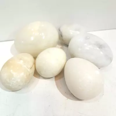 Large Stone Eggs Vintage  X 6  White Marble  Polished • £32.99