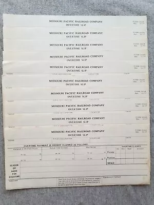 Lot Of 10 Missouri Pacific Railroad Overtime Slips Unused Rev 11-77 Mo-Pac • $14.49