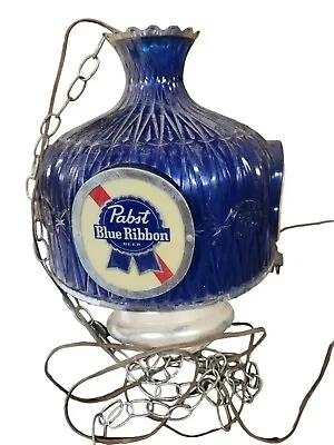 Vintage 1970s Pabst Blue Ribbon Beer PBR Hanging Lamp Light Poker Table Bar Pub • $200