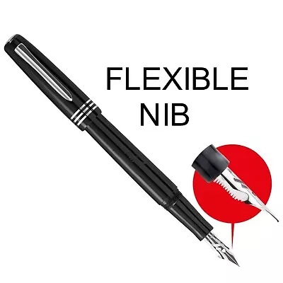 Marlen Aleph Fountain Pen | Flexible Nib | Black Italian Resin | Numb.Edition • $120