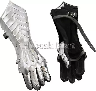 Fantasy Gauntlets SCA Armor Gauntlets Gloves Iron | Silver Handmade Gift Item • $79.99
