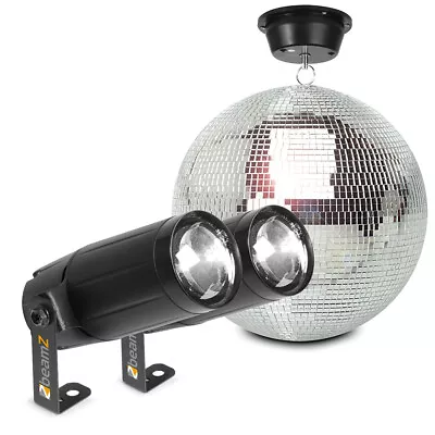 Glitter Mirror Ball MB-30cm Motor & PS6WB LED Spot Lights Wedding Disco Hall • £77.99