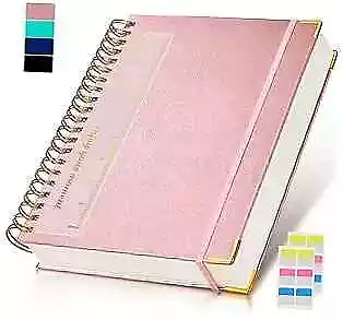 Spiral Notebook Journal 8.5” X 11” 300 Pages Hardcover Leather Lined A4 Pink • $35.87