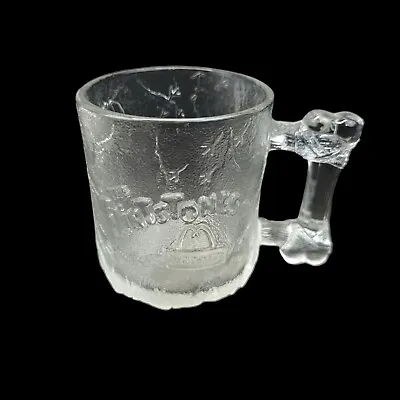 Vintage McDonalds Flintstones Glass Mug Clear Frosted Pre Dawn RocDonalds 1993 • $7.97