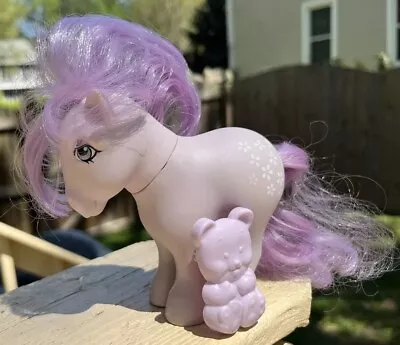 Vintage 1982 My Little Pony G1 BLOSSOM Lavender With Concave Hooves & Bear Comb! • $24.95