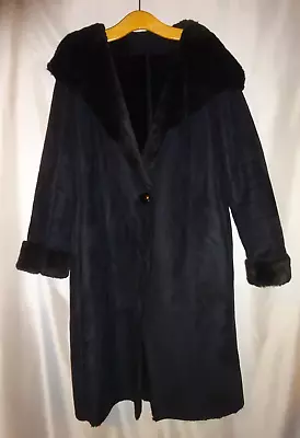 £45 • Buy Black Faux Suede & Faux Fur Coat With Hood
