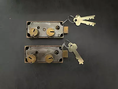 Diebold 175-45 Safe Deposit Box Lock LH 2 Renter Keys Brass Bodies (Lot Of 2) • $50