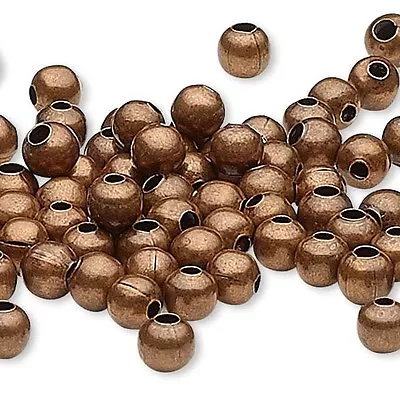 100 Antique Copper Finished Steel Metal Round Spacer Accent Beads Small - Big • $3.13