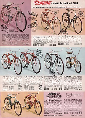 MONARCH COLUMBIA BICYCLE SILVER KING FIREBOLT 1965 Print Ad Orig. From Catalog • $25