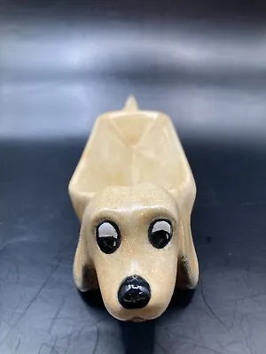 Vtg. Ceramic Cheeky Dog Hotdog Cracker Cookie Tray Dish 9.5” L • $12