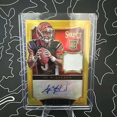 2014 Panini Select Jerseys Gold Parallel 9/10 AJ McCarron #206 Rookie Auto Patch • $80