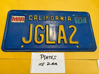 Vintage California Blue & Yellow License Plate -Personalized  JGLA2  With Tag • $39.95