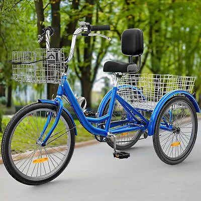 TAUS Adult Tricycle Trike 26  3-Wheel 7-Speed Blue Bikes W/Removable Basket • $219.85