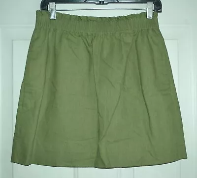 J Crew City Skirt Linen Cotton Pull On Olive Green Size 4 Ln • $14