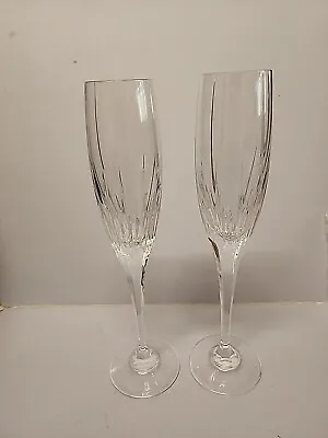 1 PR MIKASA ARCTIC LIGHT CHAMPAGNE FLUTES 27.5cmH 4.5CM RIM 7.3CM BASE EXC COND • $44.30