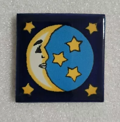 Glossy  3 Star Moon Man  Mexican Talavera Ceramic Tiles 2x2 • $4