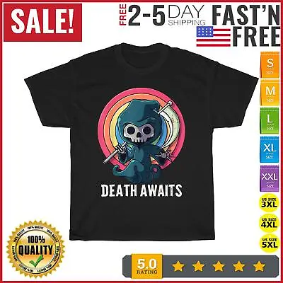 Death Awaits Grim Reaper Scythe Rainbow Halloween Costume T Shirt Men Women New • $11.99