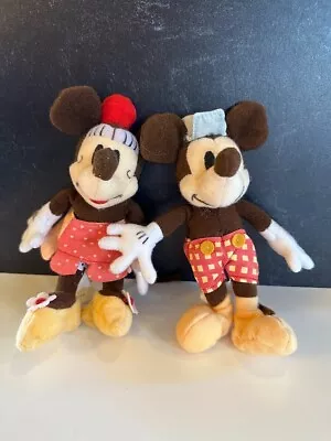 Disney Vintage Conductor Mickey Mouse & Stewardess Minnie Mini 5  Plush Toys • $7.99
