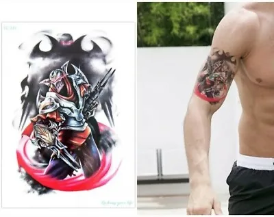 LARGE Temporary Tattoo Mens Unisex Action Figure Half Sleeve Arm Body Tattoos 💫 • £2.95