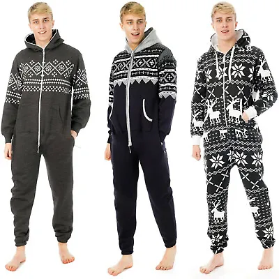 $35.99 • Buy Mens Unisex Hooded Onesie0 Adult Non Footed OnePiece Jumpsuit Pajamas Loungewear