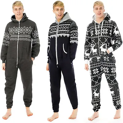 Mens Unisex Hooded Onesie0 Adult Non Footed OnePiece Jumpsuit Pajamas Loungewear • $34.99