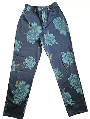 Vintage 90s Gloria Vanderbilt Floral Denim Jeans Size 12 Y2k Print Flower Hippie • $25