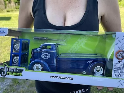 JADA Just Trucks 1947 Ford COE Drag Truck Blue & White 1:24 Diecast Accessories • $24.99