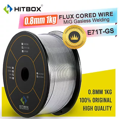 Gasless Welding Wire MIG 0.8mm Flux Cored 1.0kg Reel AWS A5.20 E71T-GS HITBOX UK • £9.99