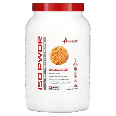 ISOpwdr Whey Protein Isolate Peanut Butter Cookie 3.04 Lb (1380 G) • $89.99