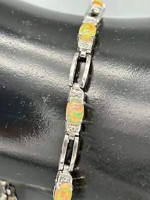 Vintage Opal Bracelet Sterling Silver (925) Size 7.25  • $45