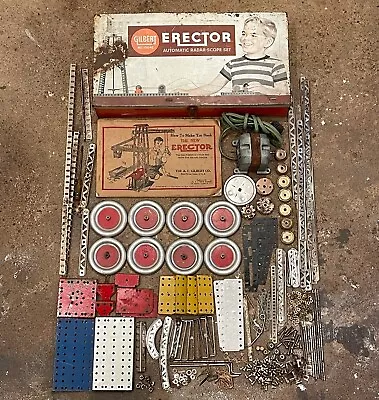 Vintage Gilbert Erector Set Automatic Radar With Motor & 1938 Booklet + EXTRAS • $113.99