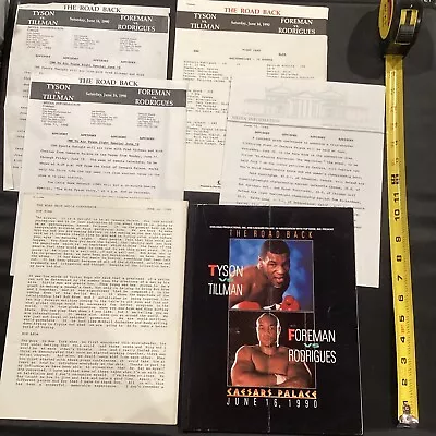 1990 Mike Tyson V Tillman Foreman V Rodrigues Media Boxing Program & Sheets • $49.99