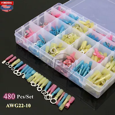 480PCS Heat Shrink Wire Connectors Assortment Crimp Terminals Marine Case Kit • $37.99