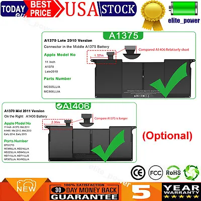 A1406/A1375 Laptop Battery For MacBook Air 11  A1370 Mid 2011Late 2010 Version • $23.89