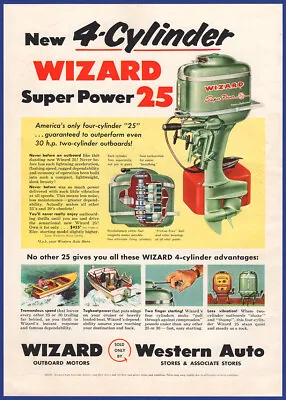 Vintage 1955 WIZARD Super Power 25 Outboard Motor Boating Ephemera 50's Print Ad • $12.71