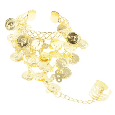 £5.77 • Buy Belly Dancing Bracelet With Finger Ring Indian Dance Fashion Jewelry Gold