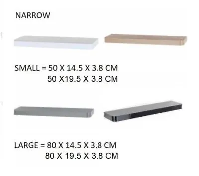 £14.95 • Buy Narrow Floating Wall Shelve Shelf Shelving Kit Rack Decorating 4 Colours Display