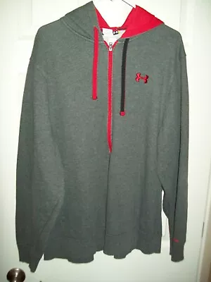 Under Armour Zip Hoodie Mens Size Xl Grey Color-logo Hooded Sweatshirt-loose-zip • $7.99