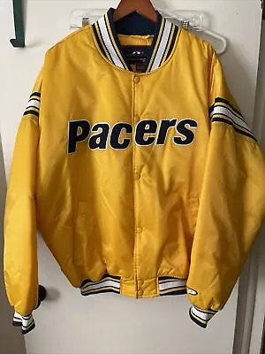 🔥Vintage Indiana Pacers Pro Player Bomber Jacket Size Extra Large XL Retro NBA • $125.90