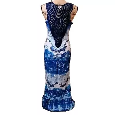 Venus Maxi Tank Dress Womens Long.  Size Small. Multi Color Blue White  • $22